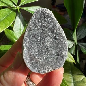 Amethyst cluster egg with wooden stand (b) | crystal